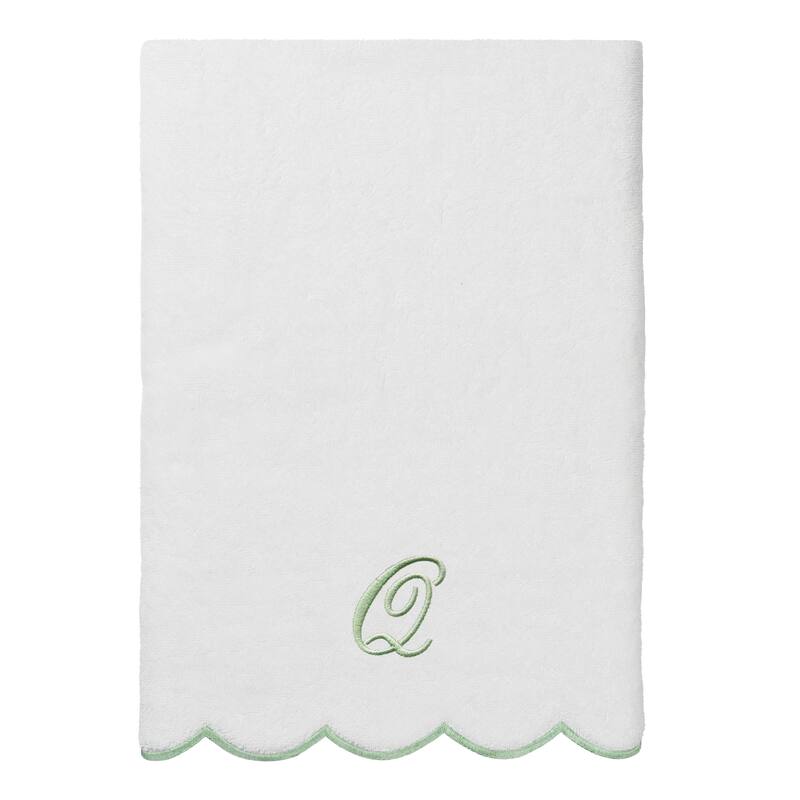 Authentic Hotel and Spa 100% Turkish Cotton Green ADORNIA Scallop Personalized 3 Piece Towel Set - 3 Piece Set