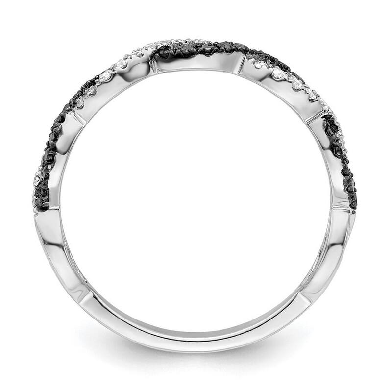 Curata 925 Sterling Silver Polished Prong set Rhodium Plated Back and White Diamond Ring