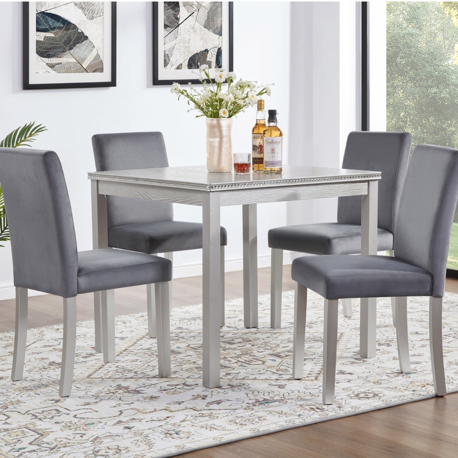 GDFStudio - Aurelian Traditional Upholstered Ergonomic High Backrest Dining Chairs Set, Padded Seat & Non-slip Feet, Set of 4