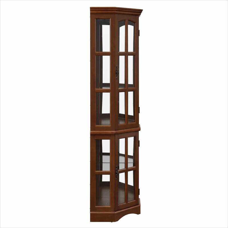 Corner Curio Cabinet with 5 Shelves and Built-in Lighting