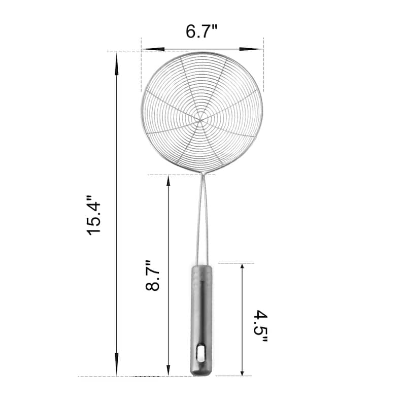 Stainless Steel Mesh Strainer Spider Skimmer Spoon Fry Utensil 6.7"Dia - 15.4"x6.7"x2"(L*W*D)