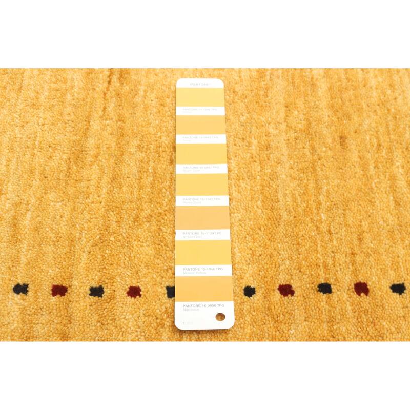 ECARPETGALLERY Hand Loomed Kashkuli Gabbeh Dark Gold Wool Rug - 2'4 x 7'9