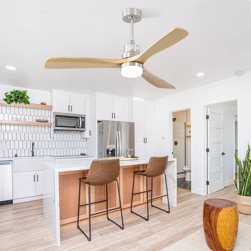 Wood Reversible Ceiling Fan with Dimmable 3 Color LED Light & 6-Speed Remote Control, and Silent Operation