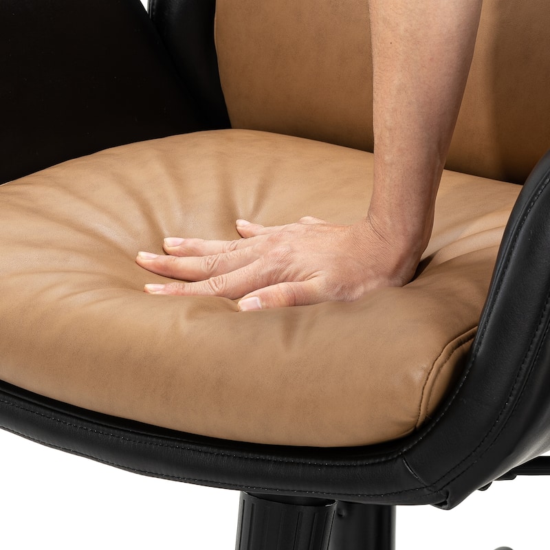 Glitzhome 48-inch Mid-century Adjustable Swivel Faux Leather Office Chair