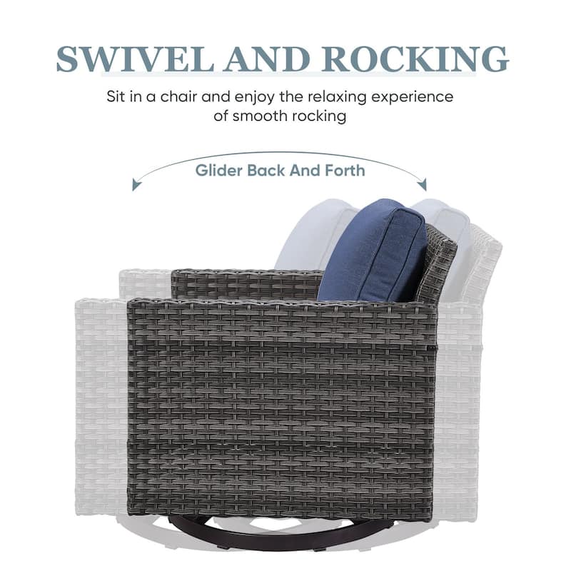 Outdoor Swivel Glider Chairs with Soft Cushion
