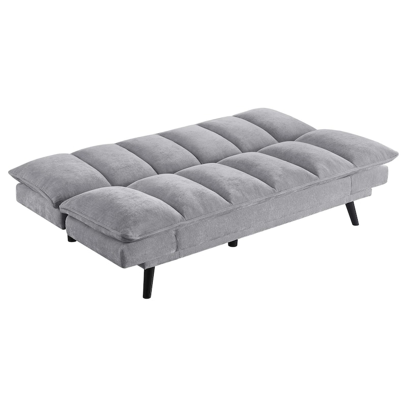 Loyla Convertible Sofa Bed, Tufted Slate Gray Fabric, Black, 78 Inch