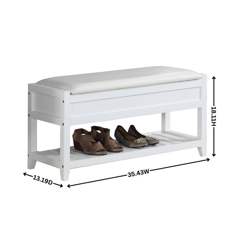 Anmytek Entryway Storage Bench with Flip Top Shoe Organizer Mudroom Seat Cushion - 35.43 in. W X 13.19 in. D X 18.11 in. H