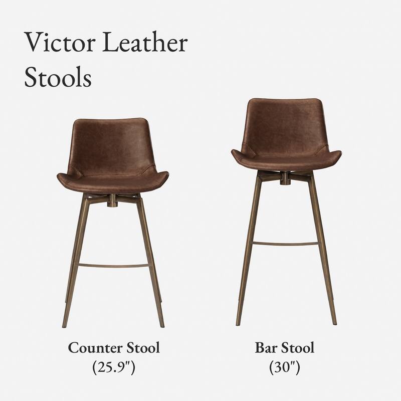Maven Lane Victor Metal & Vegan Leather Kitchen Dining Stool