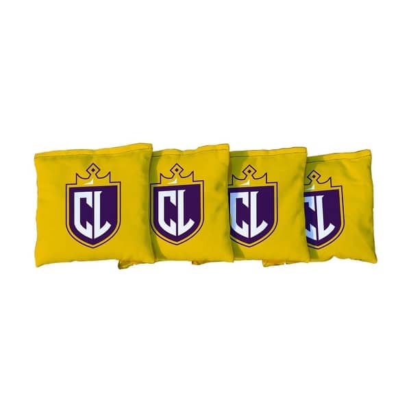 slide 2 of 3, California Lutheran Kingsmen Yellow Logo Design Cornhole Bags All-Weather Resin Filled