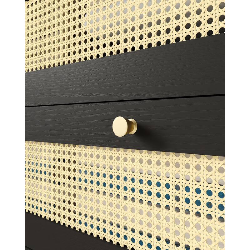 Modern Rattan Dressing Table Storage Cabinet with 4 Drawers, Waterproof, for Bedrooms and Living Rooms