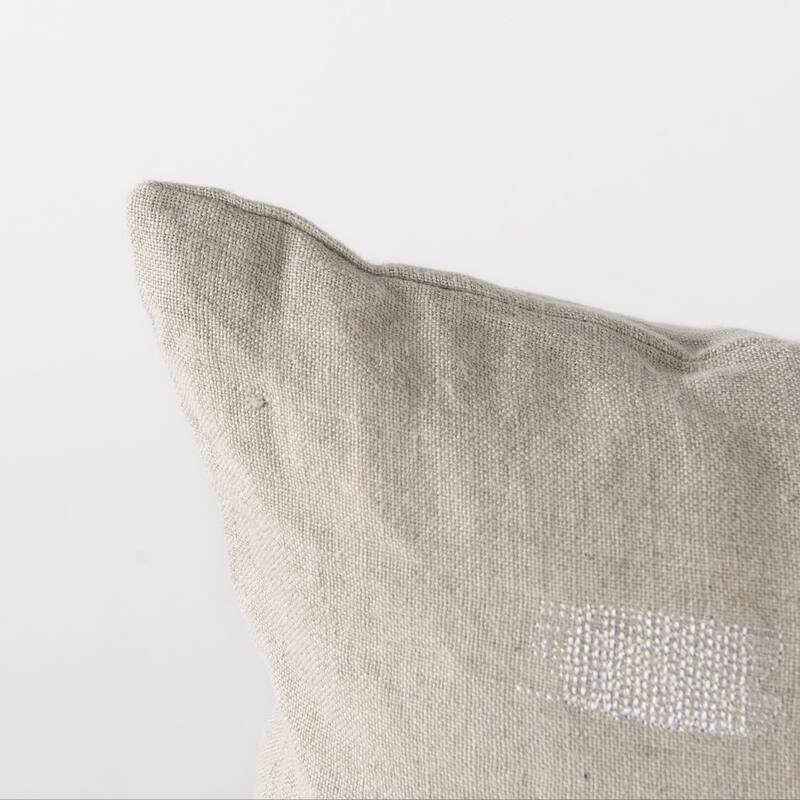 Canvas Beige and White Accent Pillow Cover