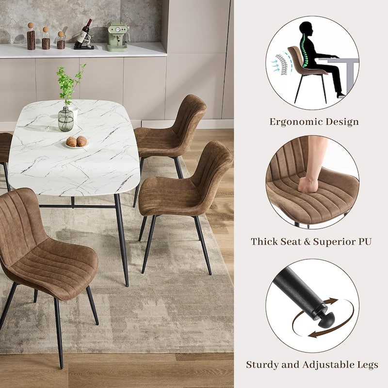 Upholstered Dining Chairs Set of 2, Mid Century Modern Armless Kitchen Chair