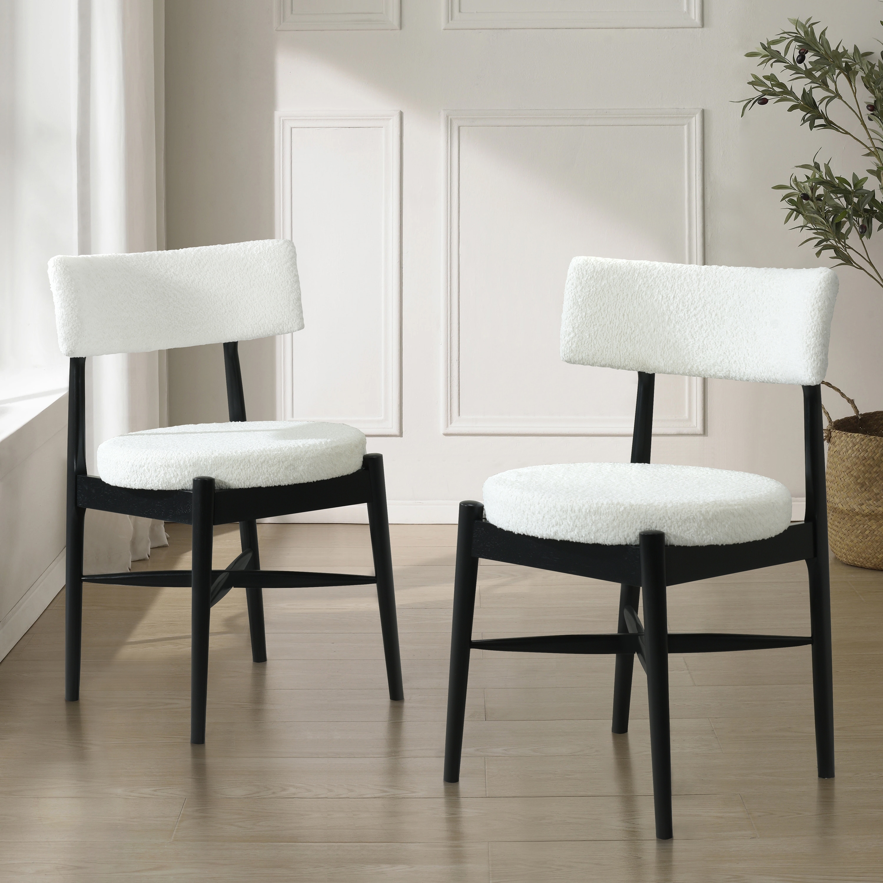 Roomfitters Mid-Century Modern Dining Chairs with Upholstered Seat & Back, Accent Kitchen Chairs (Set of 2)
