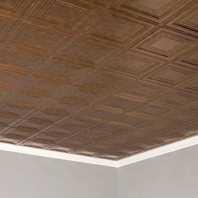 FASÄDE Portrait Decorative Vinyl 2ft x 4ft Glue Up Ceiling Panel in Antique Bronze (5 Pack)