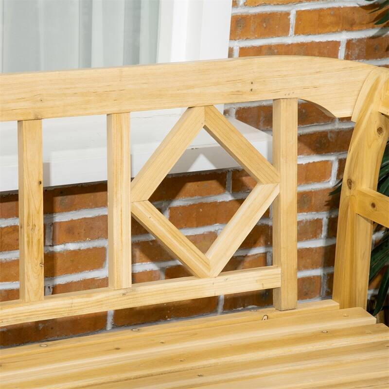 Fir Wood Garden Bench with Vintage Design Slatted Seat and Back for Outdoor Patio - 61.5" W x 20.75" D x 32.75" H