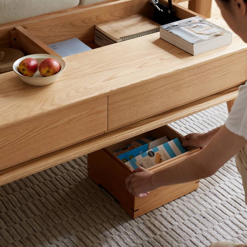 Elevating Center Table, Low Table, 100% Solid Oak Wood Top, Plate Desk Coffee Table, Study Desk Work From Home