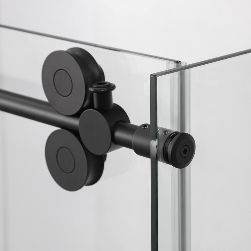 Villena 52" W x 78" H Single Sliding Shower Enclosure,Matt Black - 52 inches