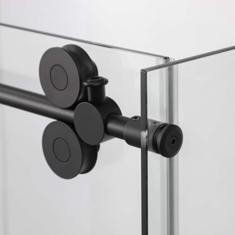 Villena 60" W x 78" H Single Sliding Shower Enclosure,Matt Black - 60 inches