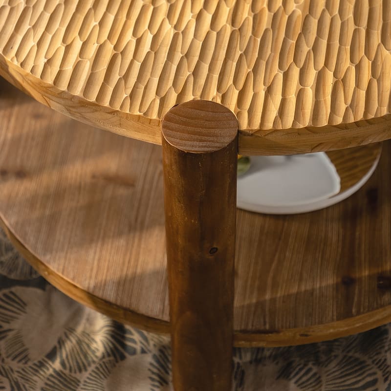 Round Wooden 2-Tier Coffee Table