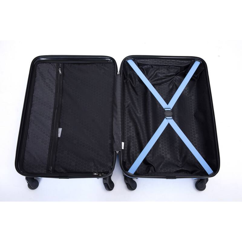 3 Piece ABS Hardside Luggage Sets Spinner Wheels Suitcase with Two Hooks and TSA Lock & Telescoping Handle