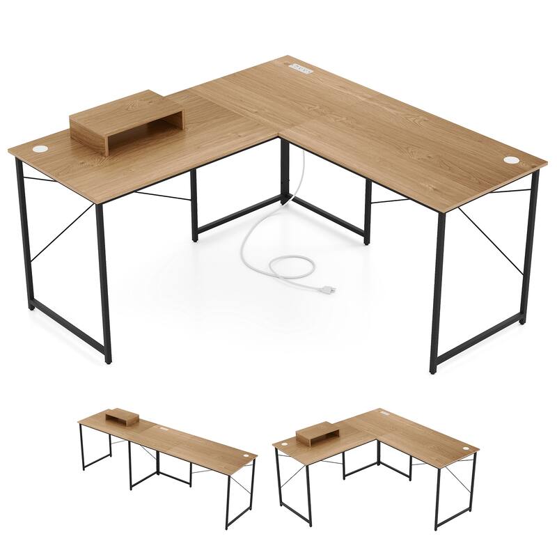 Gymax 95'' L-Shaped Reversible Computer Desk 2-Person Long Table