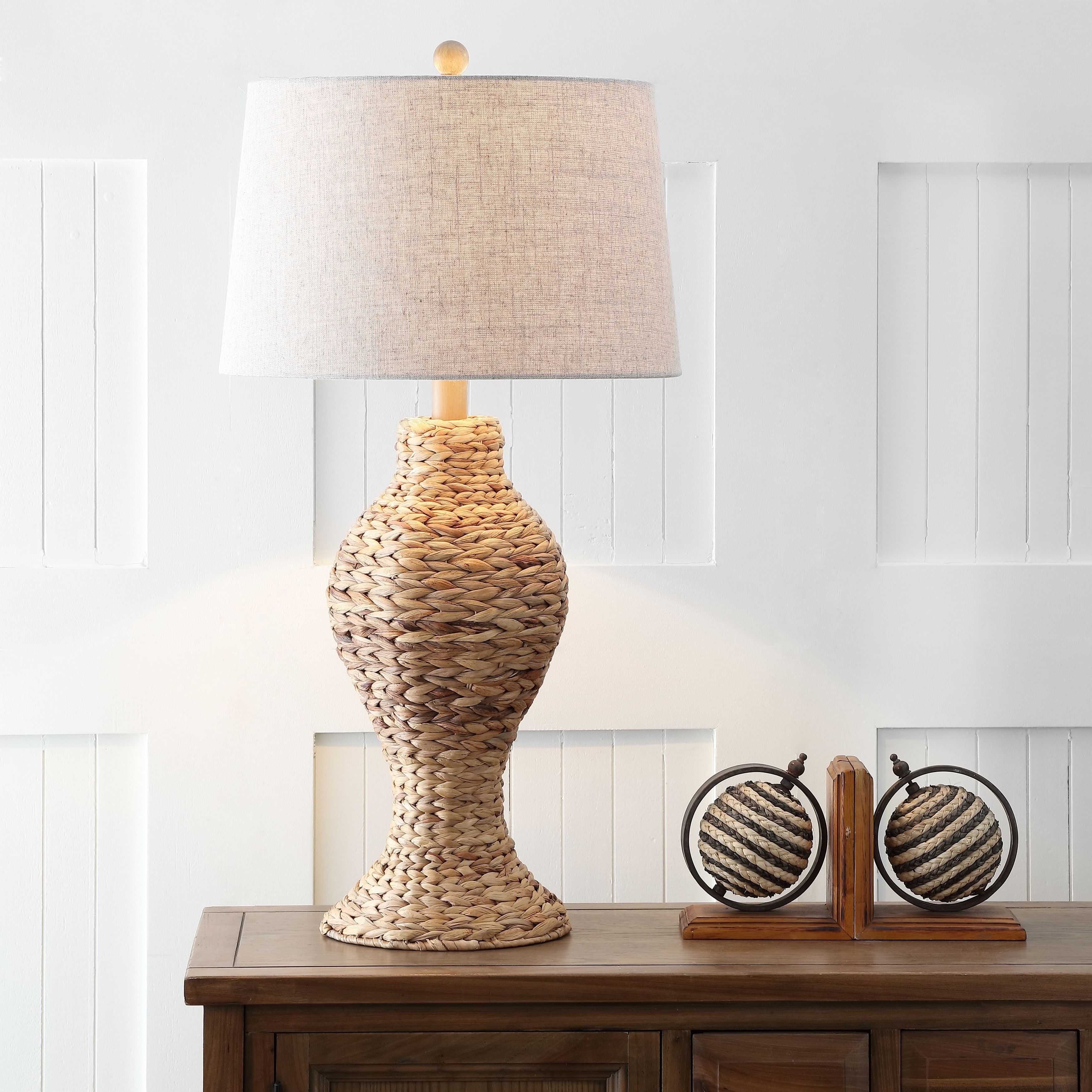 JONATHAN Y January 31" Seagrass Weave LED Table Lamp