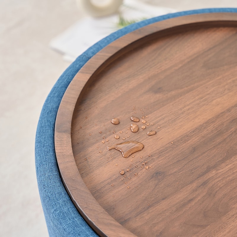 Ball & Cast Nesting Storage Ottomans of 2, Upholstered Footstool with Wood Tray