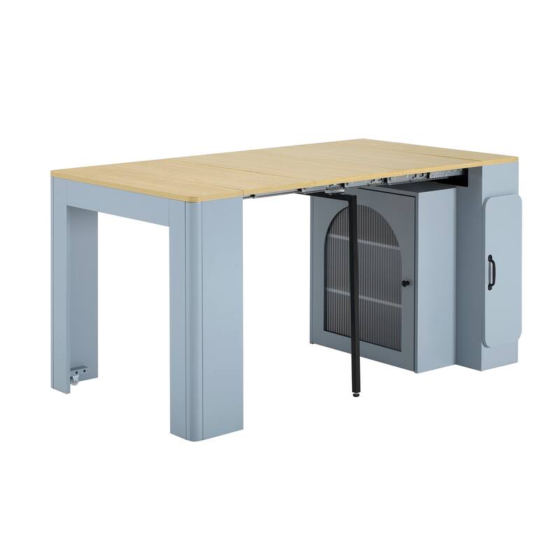 Modern Extendable Dining Table with Rolling Wheels and Integrated Power Outlet for Versatile Spaces