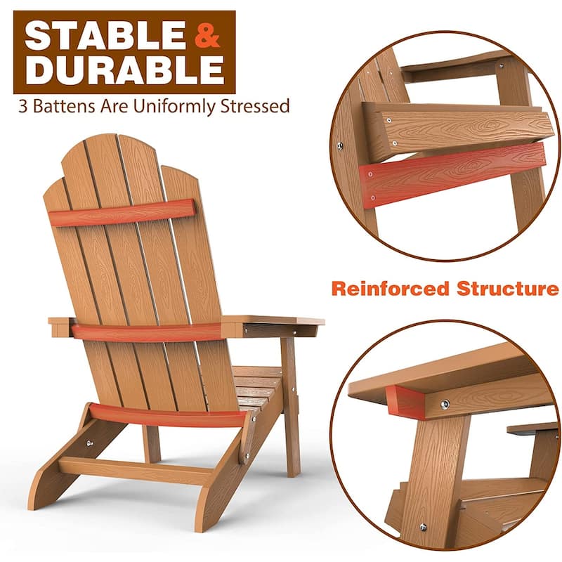 WINSOON All Weather HIPS Outdoor Folding Adirondack Chairs Outdoor Chairs Set of 4