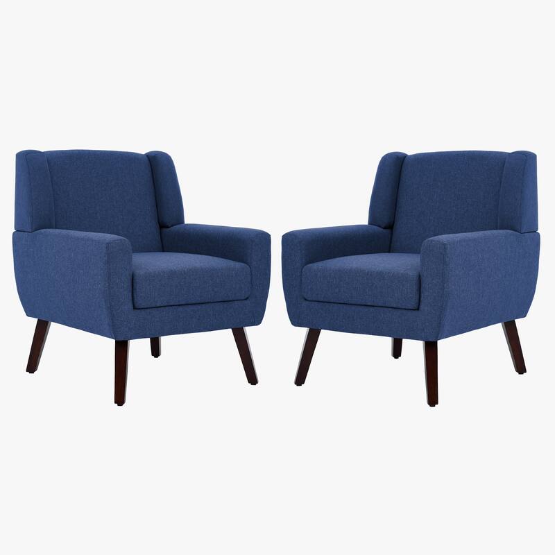 Modern Upholstered Linen Armchair Accent Chair Set of 2