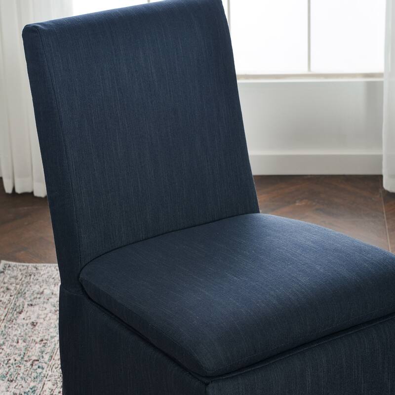 KINWELL Performance Fabric Slipcover Dining Chair Side Chair With Casters