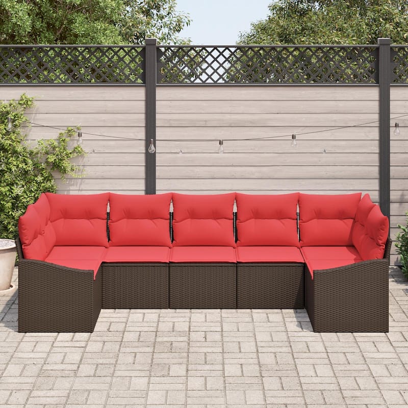 vidaXL 7 Piece Garden Sofa Set with Cushions - 113.8×48.6×27.2
