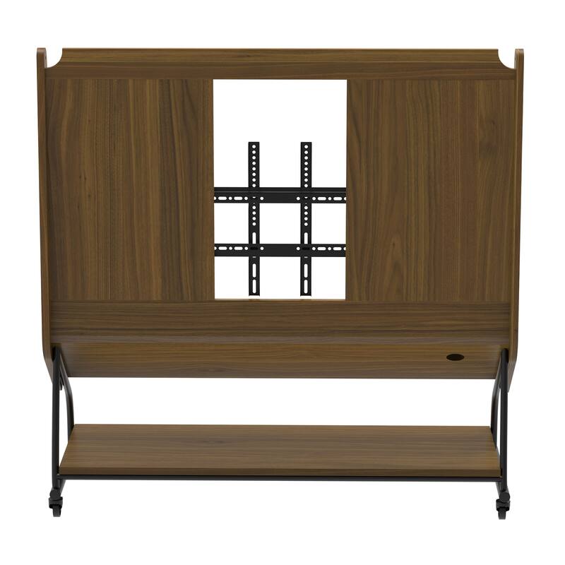 GDFStudio Marlowe Mobile Wood TV Stand with Mount for 32-50" TV with Projector Screen and Power Outlets