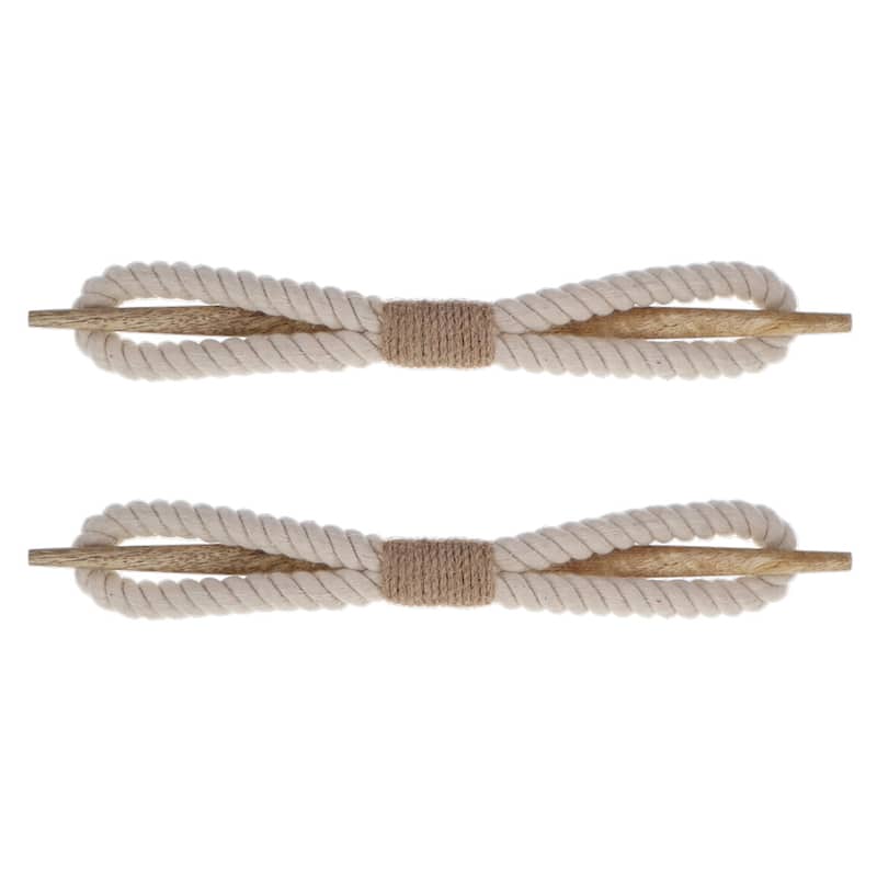 Twisted Curtain Tiebacks with Wooden Stick 9.5 in