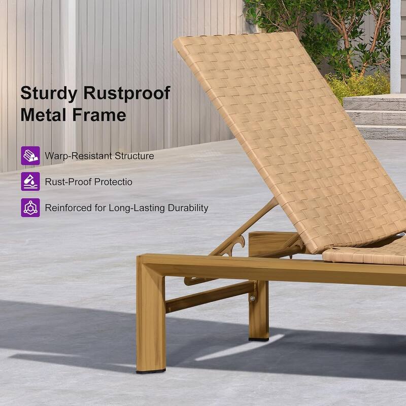 PURPLE LEAF Patio Chaise Lounge Rattan Chair Outdoor Pool Adjustable Recliner Wicker Lounger