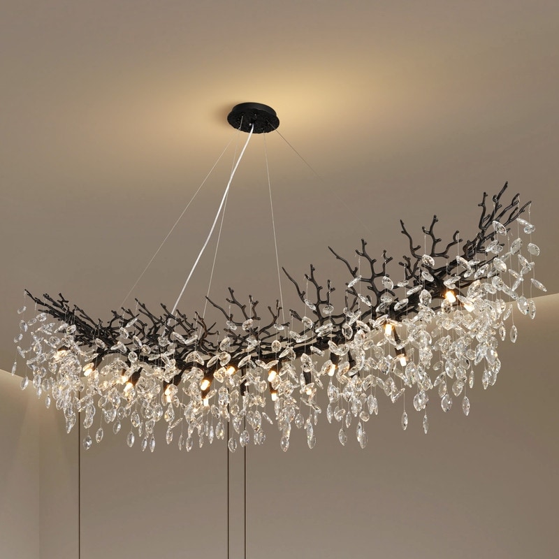 KAYLA Modern Crystal Linear Chandelier, 1100-1830mm Dining Chandelier
