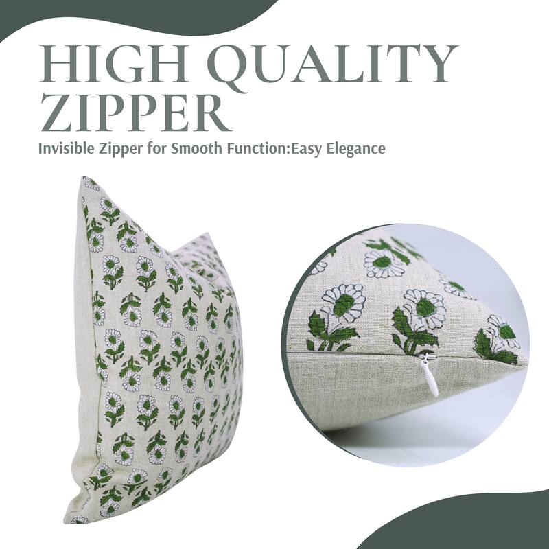 Fabdivine Handmade Boho Pure Linen Block Print Throw Home Décor Pillow Cover