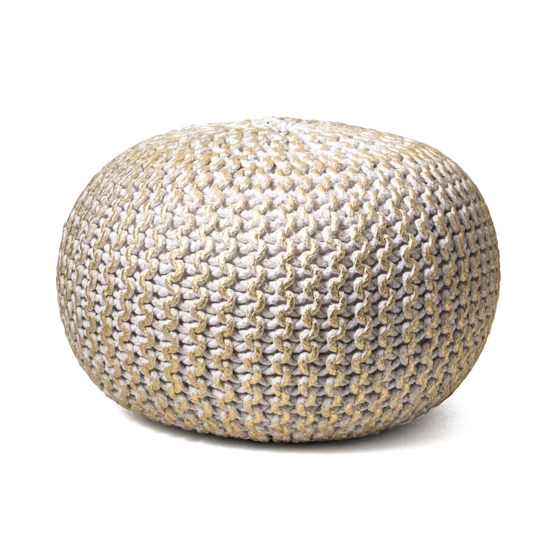 Nuloom Ling Round Knit Filled Ottoman Pouf - Gold