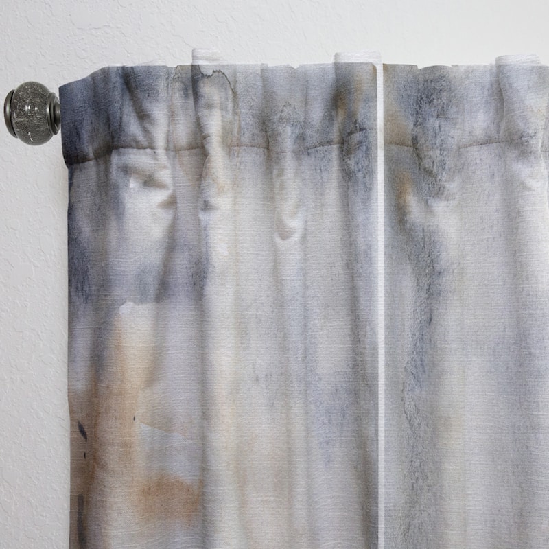 Designart 'Paste; Abstract With Dark Blue and Beige' Modern Curtain Single Panel