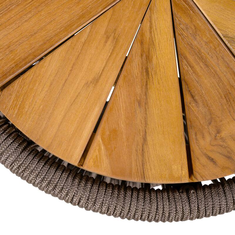 Scott Living - Nara 18.9"H Modern Outdoor Acacia Wood and Woven Rope Side Table, Tapered Cylindrical Silhouettes Design