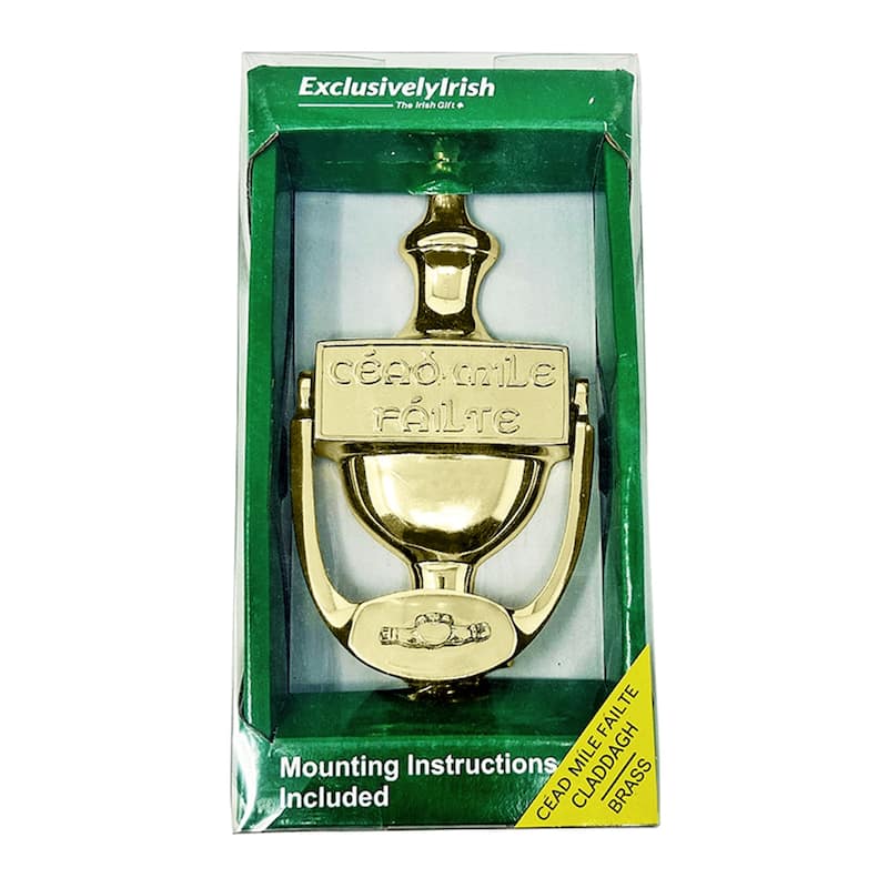 Medium Cead Mile Failte Claddagh Door Knocker - Antique Brass