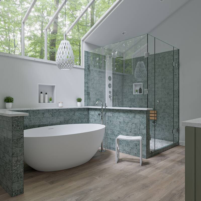 ALFI brand AB9941 67" White Oval Solid Surface Smooth Resin Soaking Bathtub