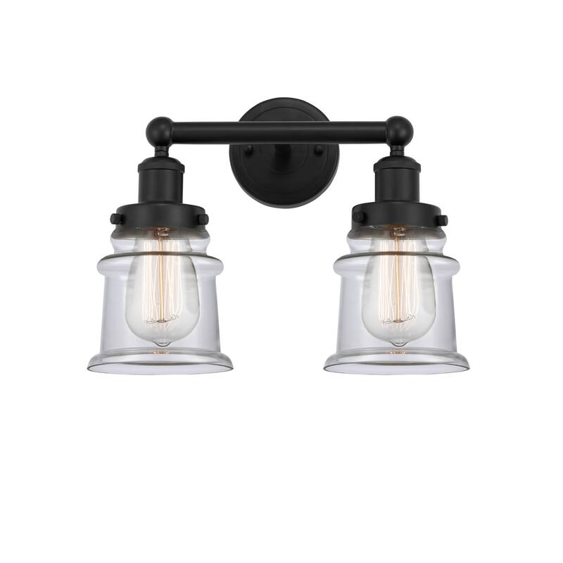 Innovations Lighting 616-2W-11-14 Canton Vanity Canton 2 Light 14" - Matte Black / Clear