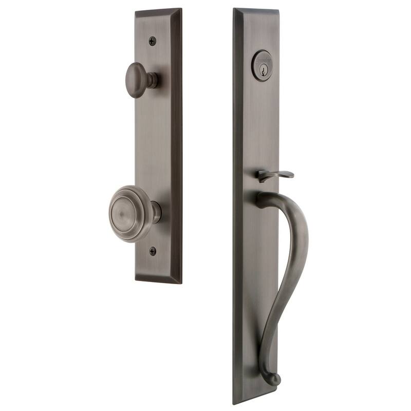 Grandeur Fifth Avenue Solid Brass Rose Keyed Entry Single Cylinder - Antique Pewter