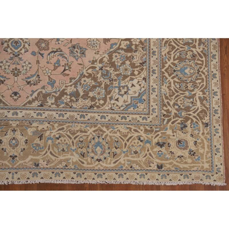 Traditional Kashan Persian Area Rug Handmade Vintage Wool Carpet - 7'11" x 10'10"