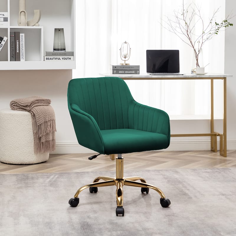 Porthos Home Belen Adjustable Office Chair, Velvet, Gold Metal Legs