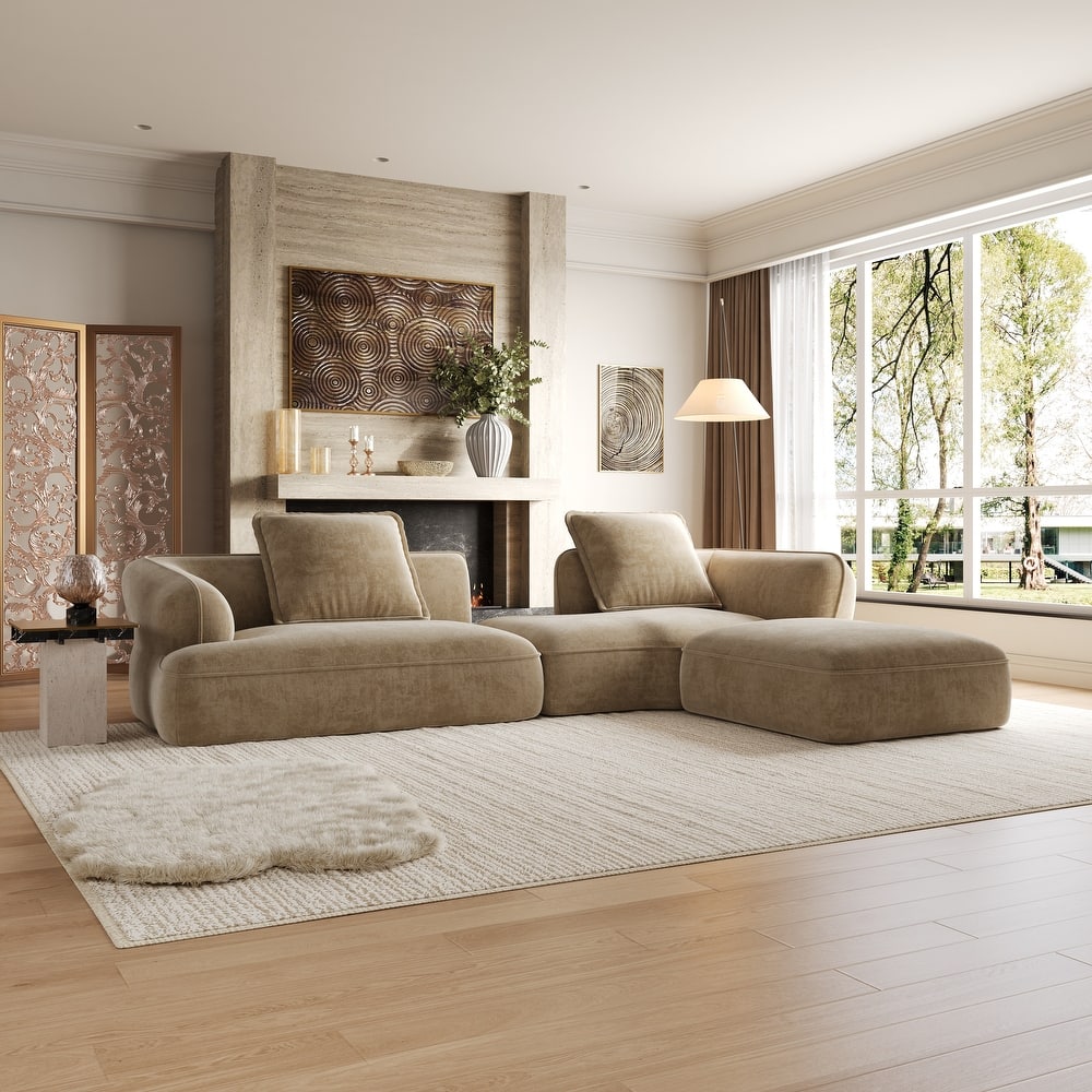 Christopher Knight Home - Modern Upholstered Sectional Sofa with Curved Silhouette