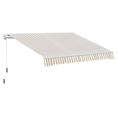 12' x 10' Retractable Awning Sun Shade Shelter with Manual Crank Handle, 280g/m² UV & Water-Resistant Fabric and Aluminum Frame
