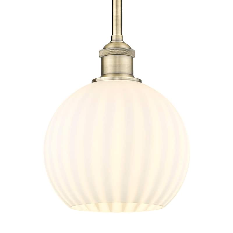 Innovations Lighting 616-1S 10 8 White Venetian Pendant White Venetian - Antique Brass