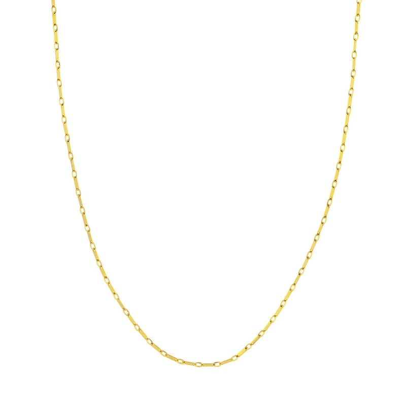 Curata 14k Yellow Gold 1.85mm Hand Made Flat Link Chain Necklace (Lobster)